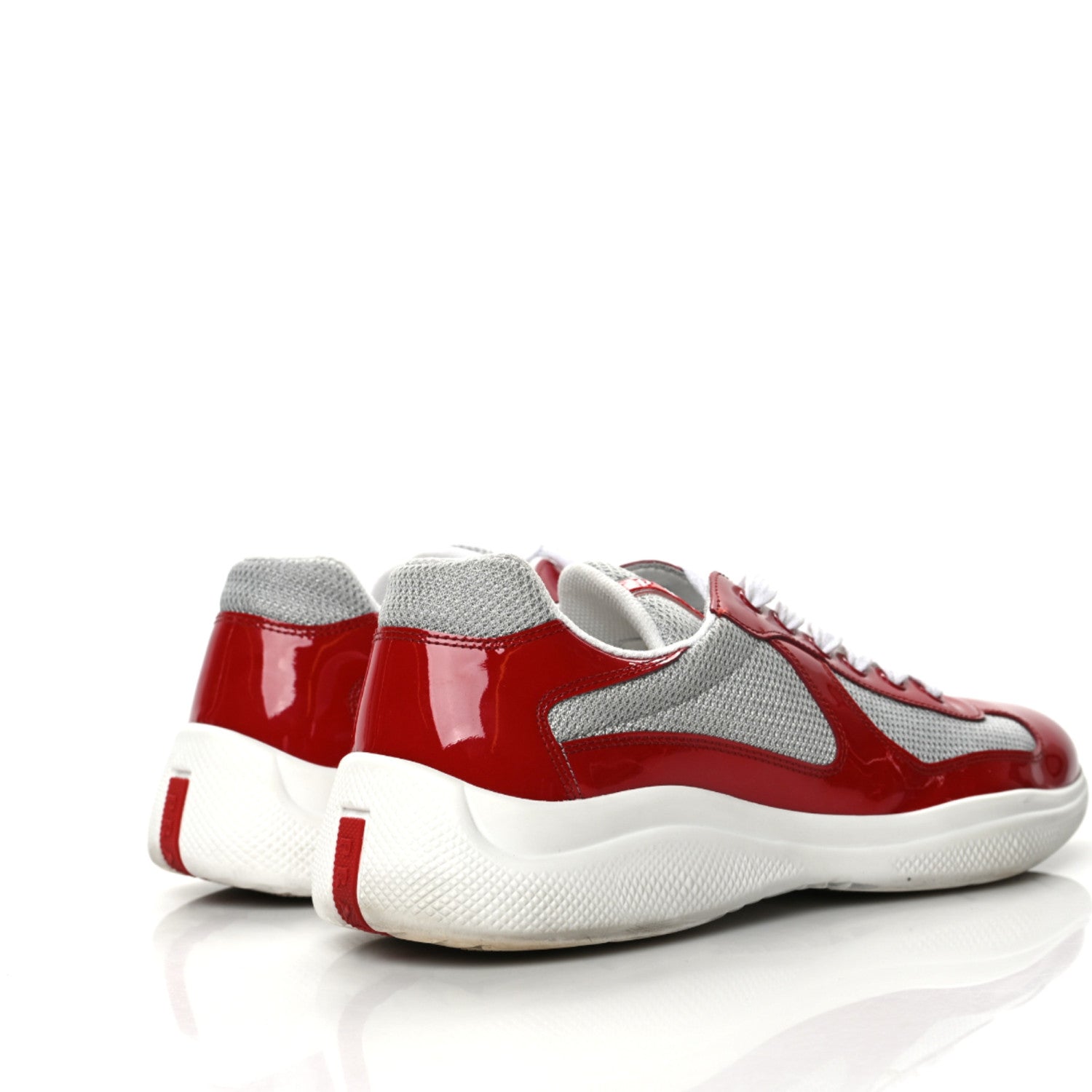 Prada Patent Mens America's Cup Patchwork Sneakers 9 Red 5 of 8