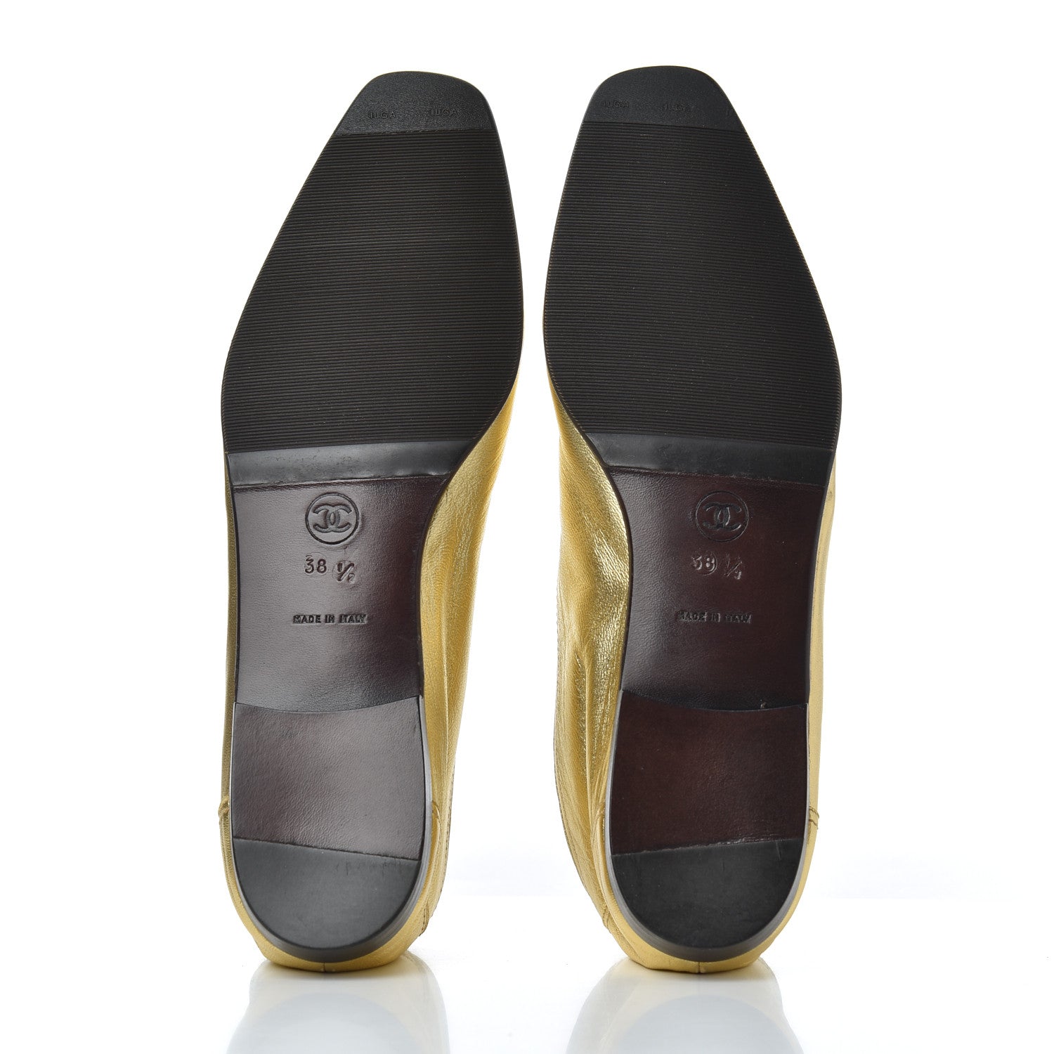 Chanel Metallic Lambskin CC Mocassin Loafers 38.5 Gold 5 of 17