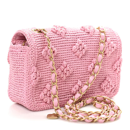 Chanel Raffia Small Dolce Raffia Flap Bag Pink 3 of 11