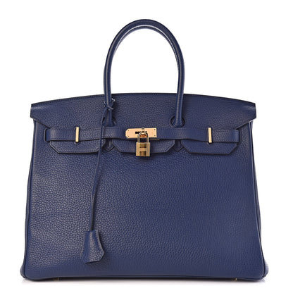 Hermes Taurillon Clemence Birkin 35 Bleu Saphir 1 of 37