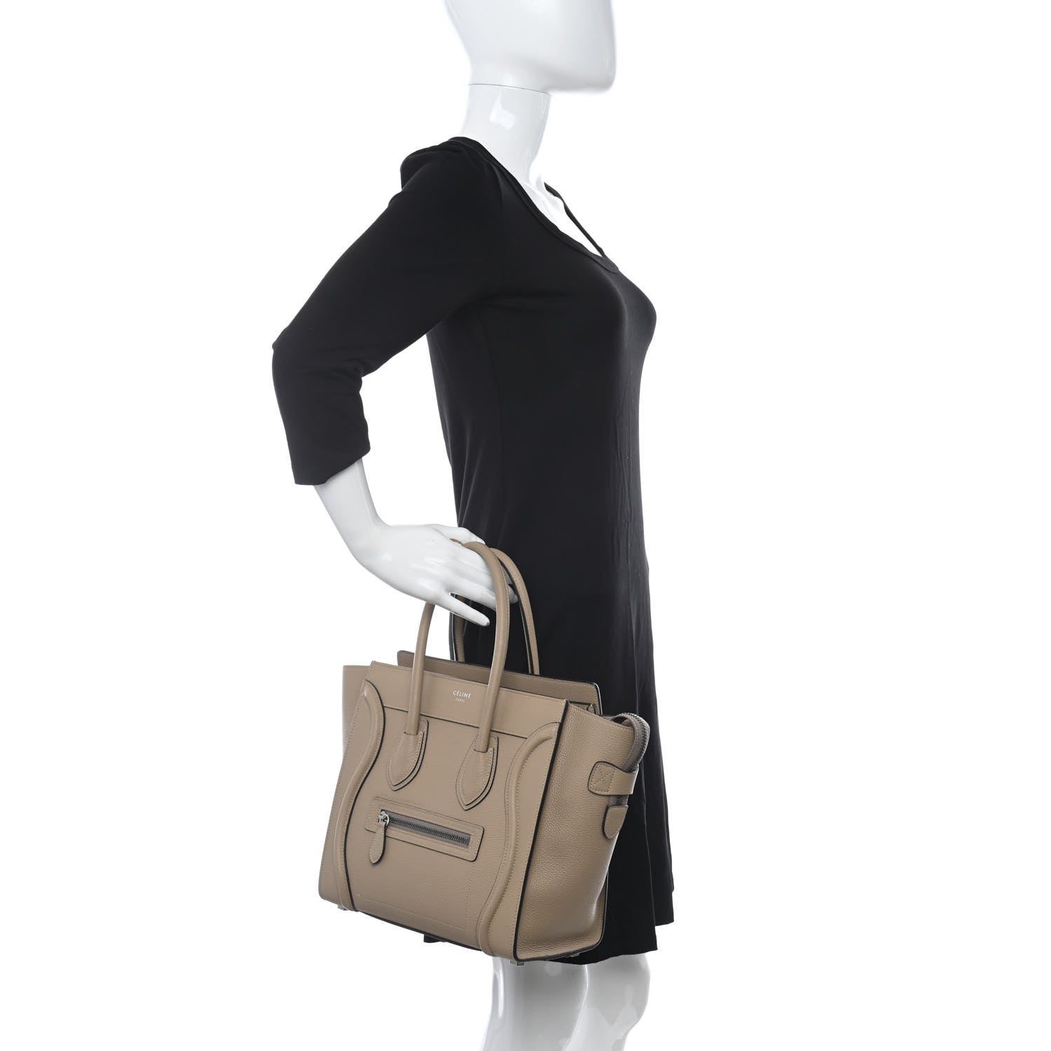 Celine Drummed Calfskin Micro Luggage Dune 2 of 14