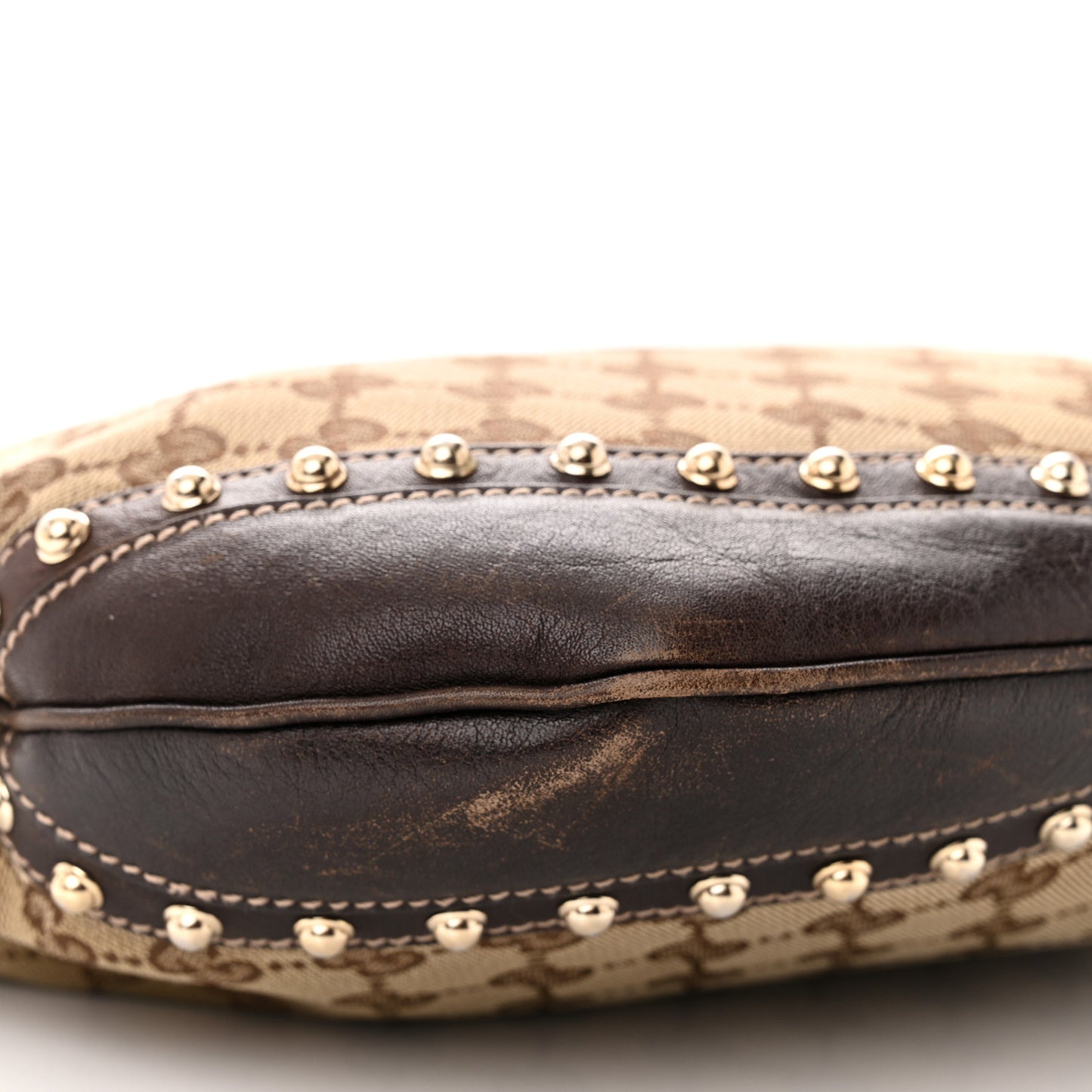Monogram Web Studded Pelham Shoulder Bag Dark Brown