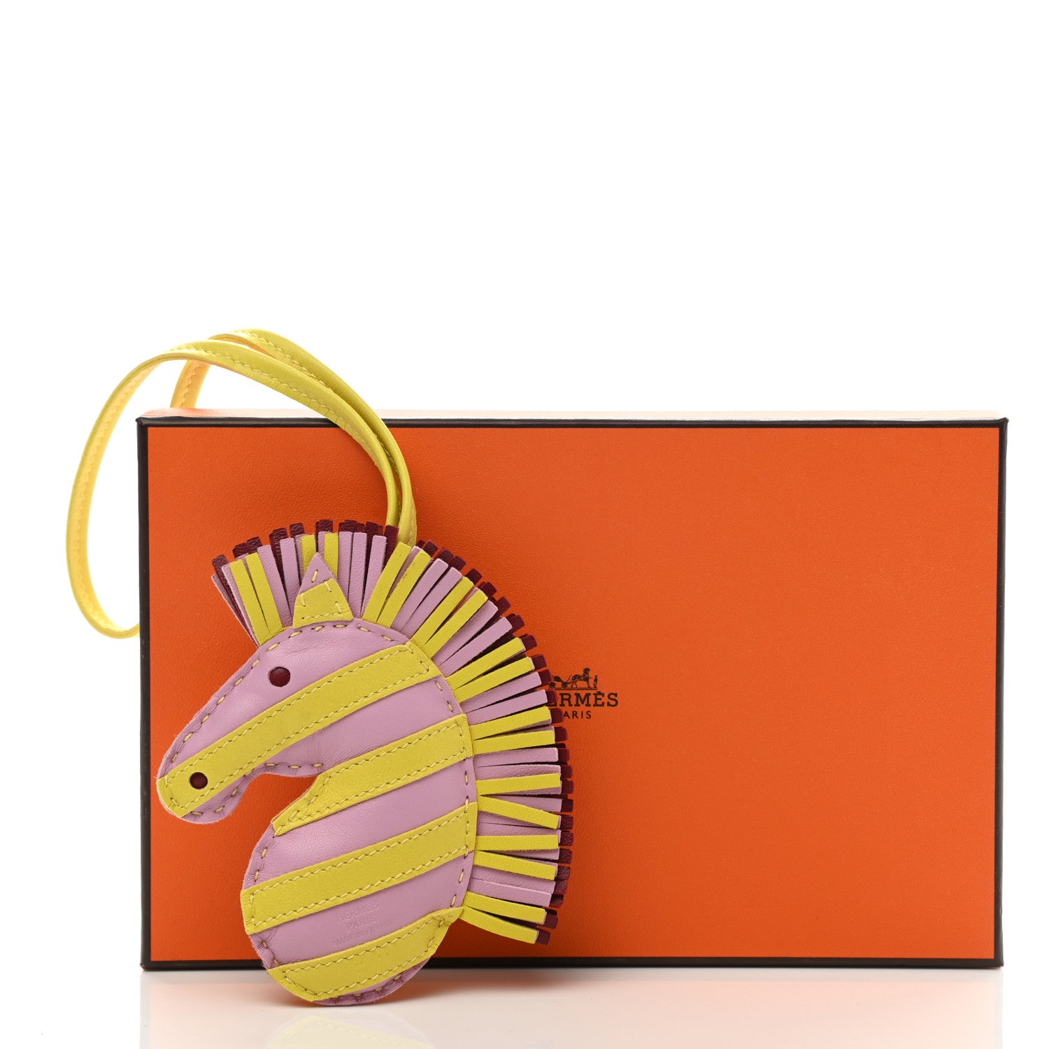 Hermes Milo Lambskin Geegee Savannah Bag Charm Mauve Sylvestre Jaune Citron 4 of 4