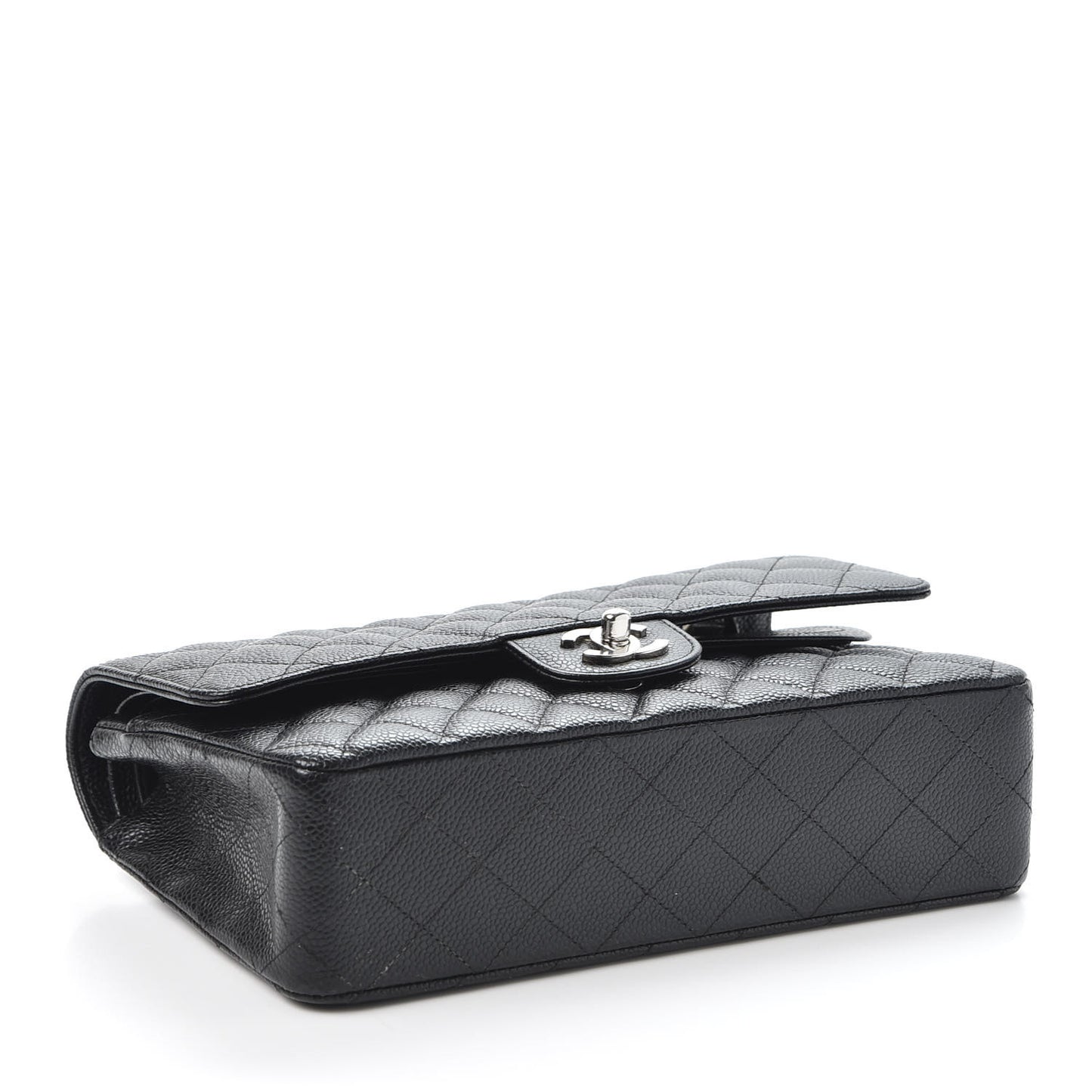 Caviar Quilted Medium Double Flap Black