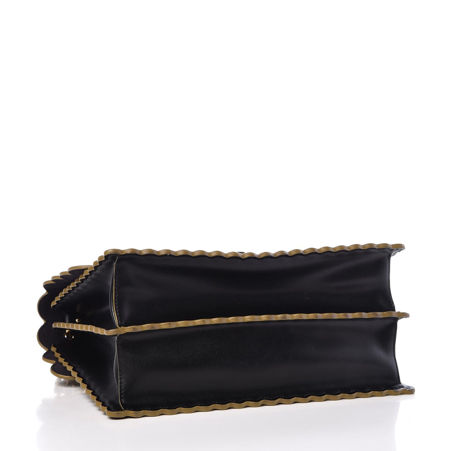 Vitello Liberty Scalloped Studded Kan I Shoulder Bag Black