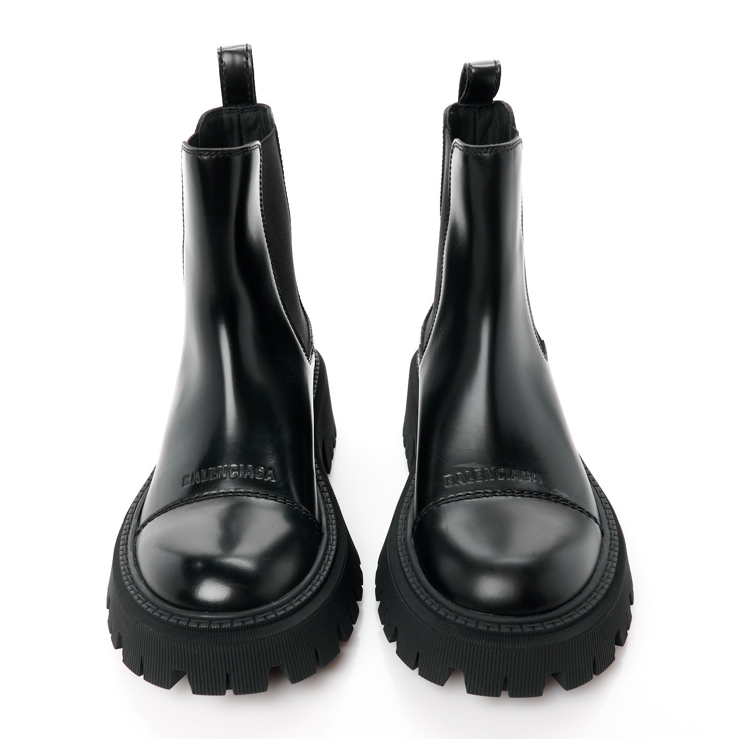 Balenciaga Jive Smooth Calfskin Logo Embossed Womens Tractor 20mm Chelsea Boots 38 Black 2 of 8