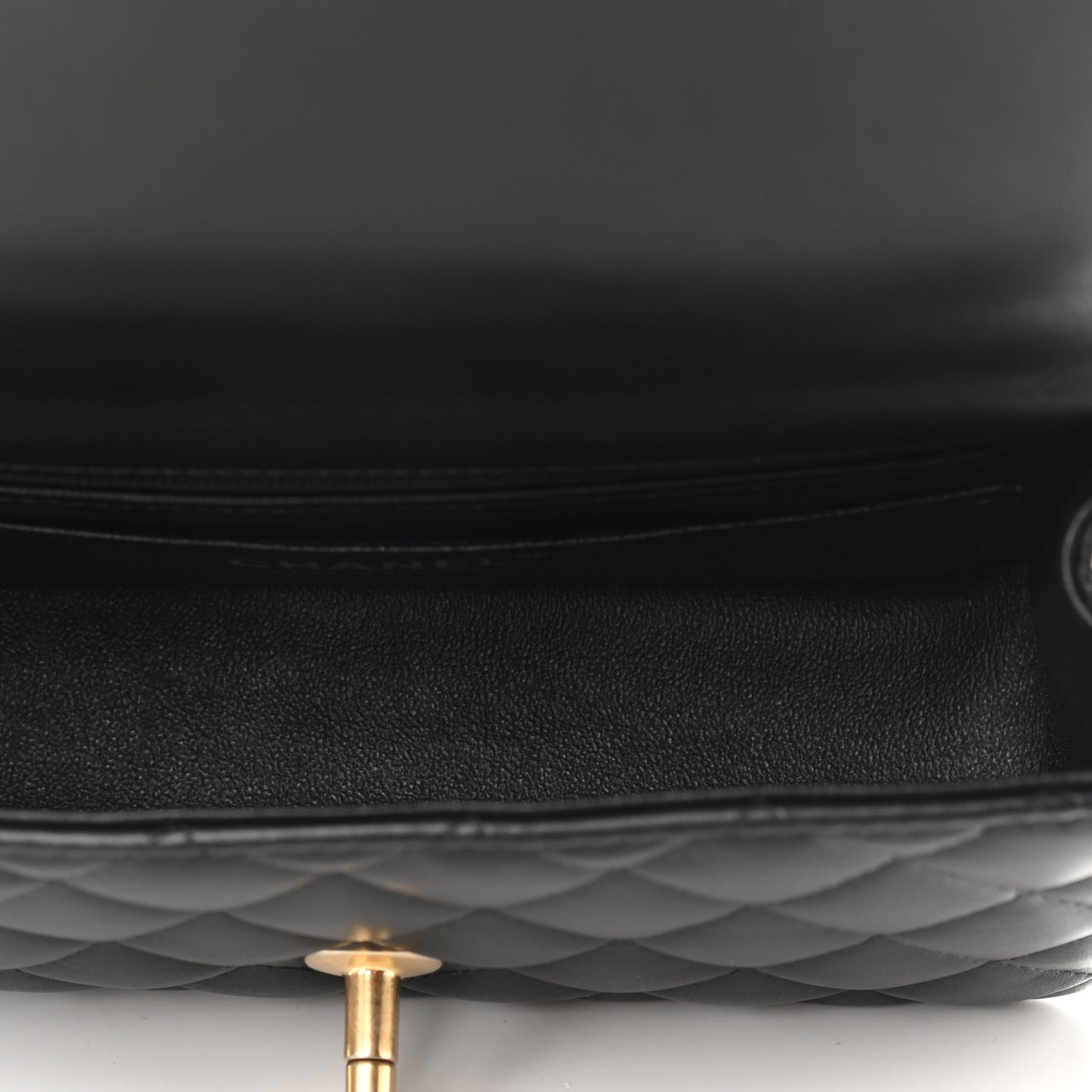 Lambskin Quilted Mini Top Handle Rectangular Flap Black