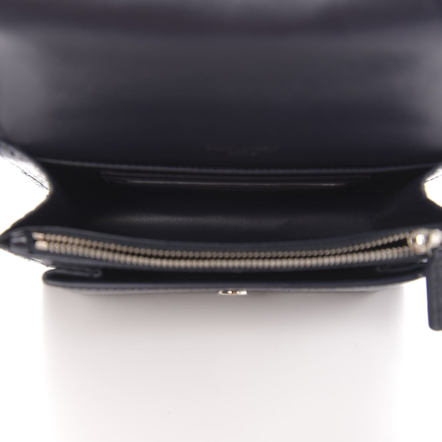 Calfskin Crocodile Embossed Monogram Sunset Chain Wallet Navy
