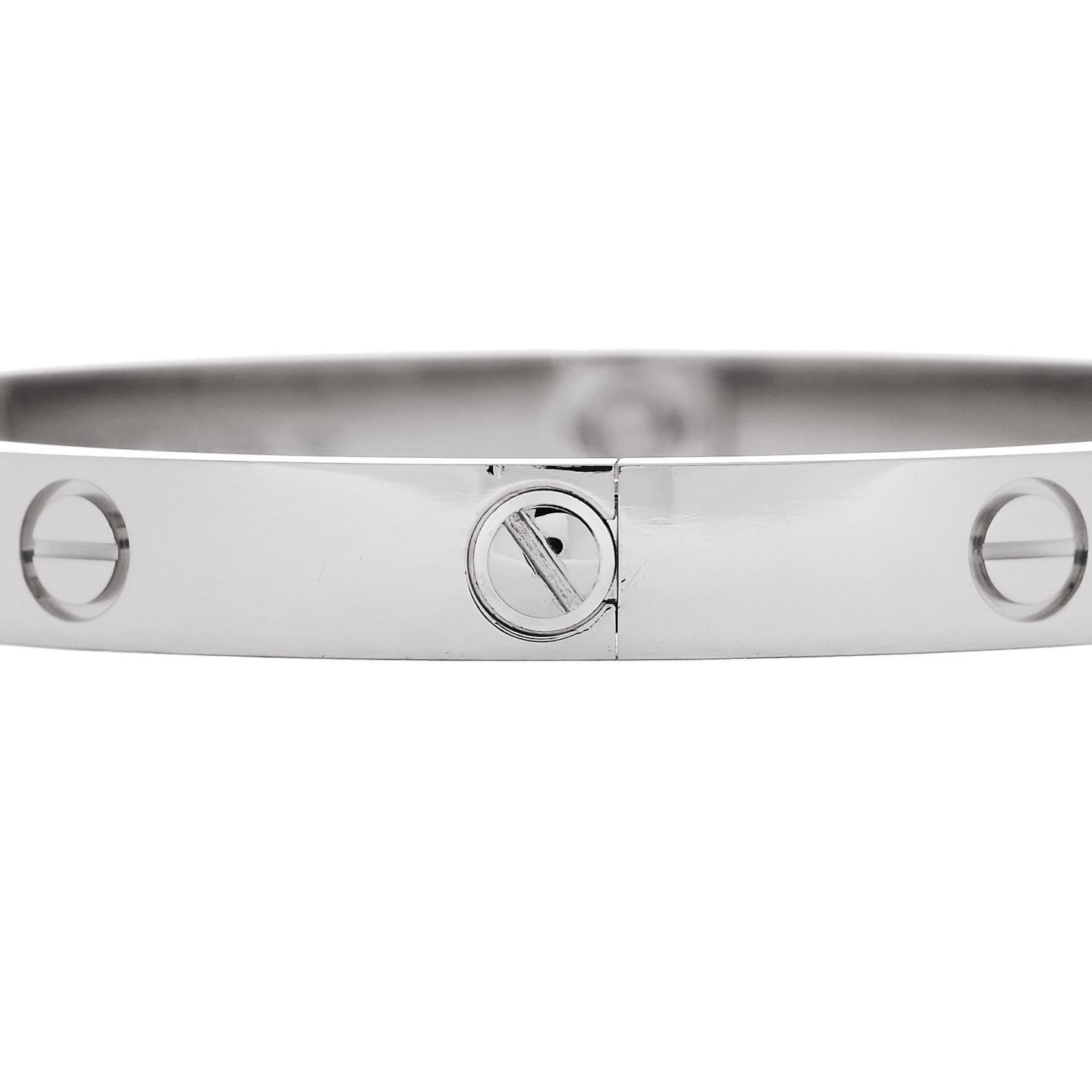 Cartier 18K White Gold LOVE Bracelet 18 5 of 9