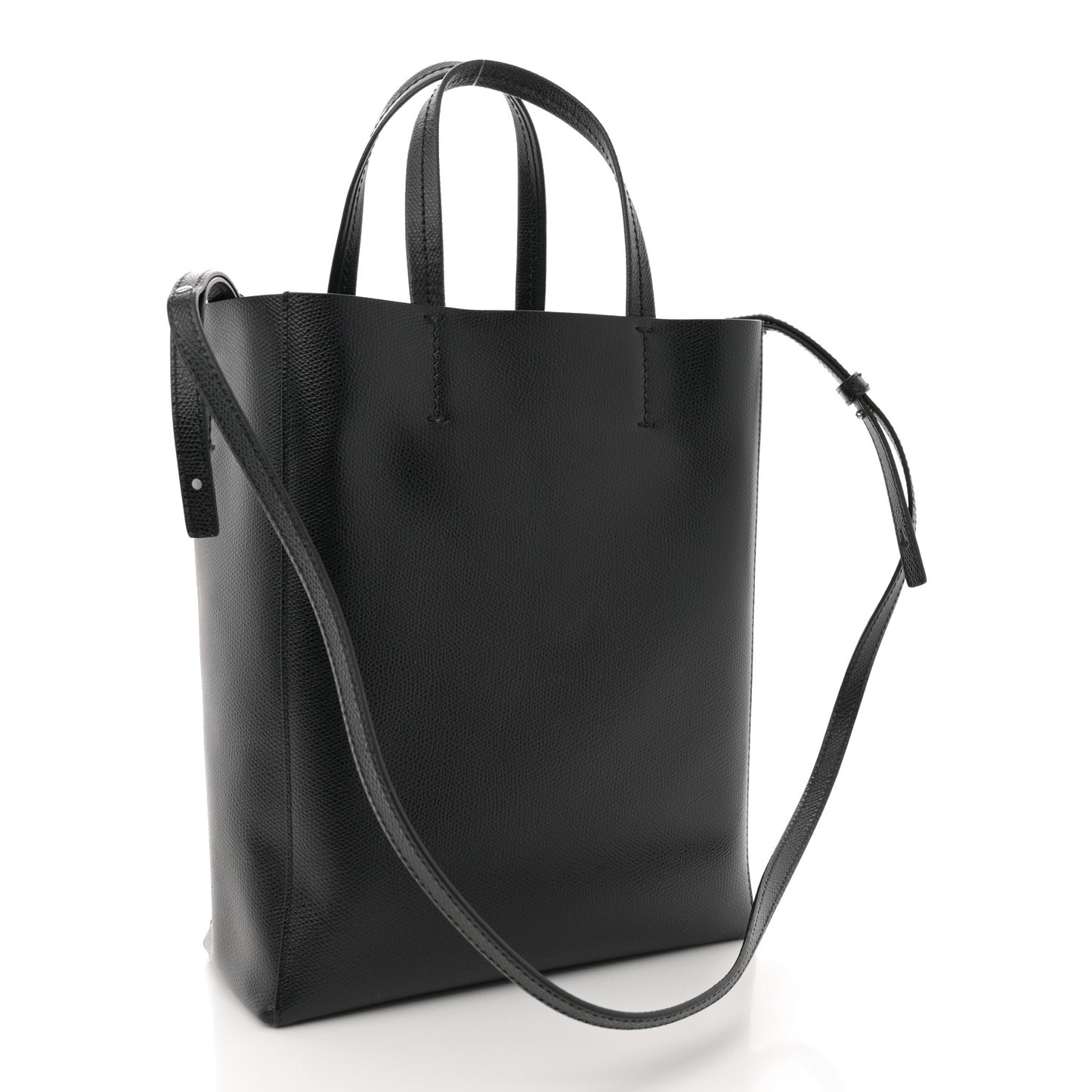 Grained Calfskin Small Vertical Cabas Black