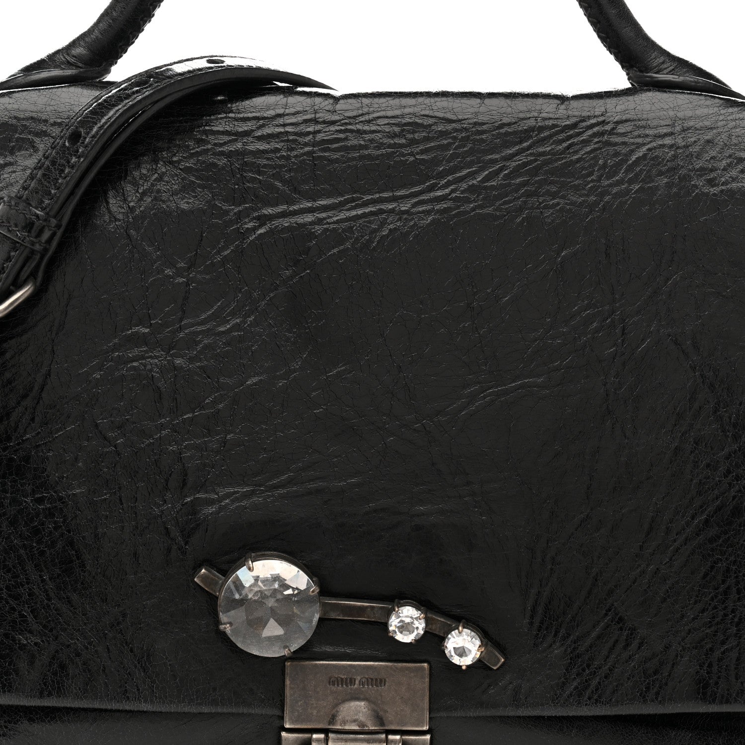 Miu Miu Vitello Shine Crystal Shoulder Bag Black 8 of 16