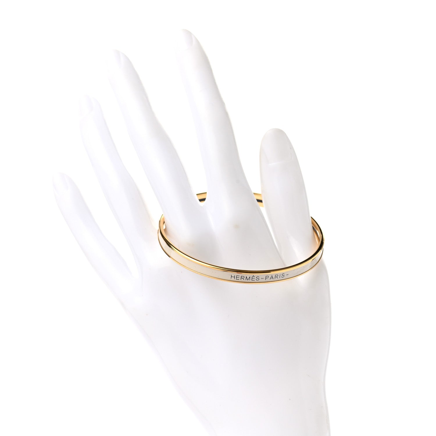 Hermes Enamel Printed Extra Narrow Bracelet 62 Creme 2 of 6