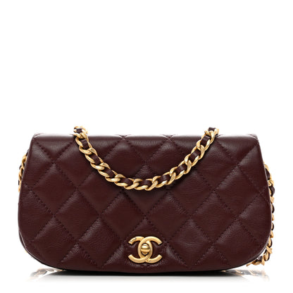 Chanel Calfskin Quilted Coco Mail Clutch With Chain Burgundy 1 of 11
