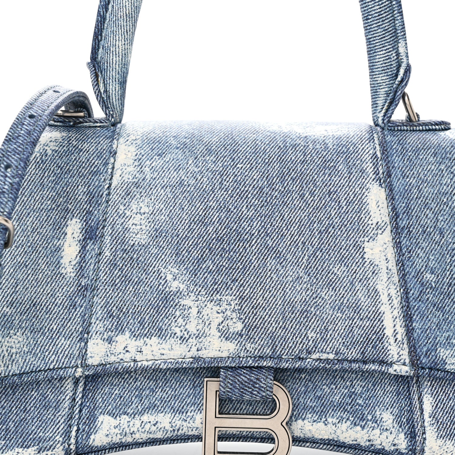 Balenciaga Nappa Denim Printed Small Hourglass Top Handle Bag Denim Blue 7 of 9