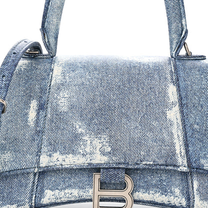 Balenciaga Nappa Denim Printed Small Hourglass Top Handle Bag Denim Blue 7 of 9