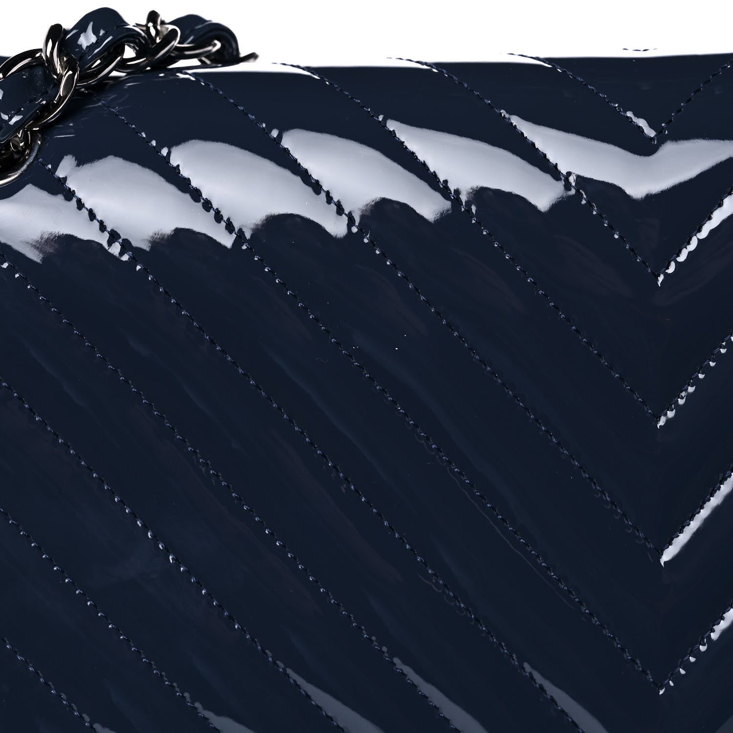 Chanel Patent Chevron Quilted Jumbo Double Flap Blue 11 of 11