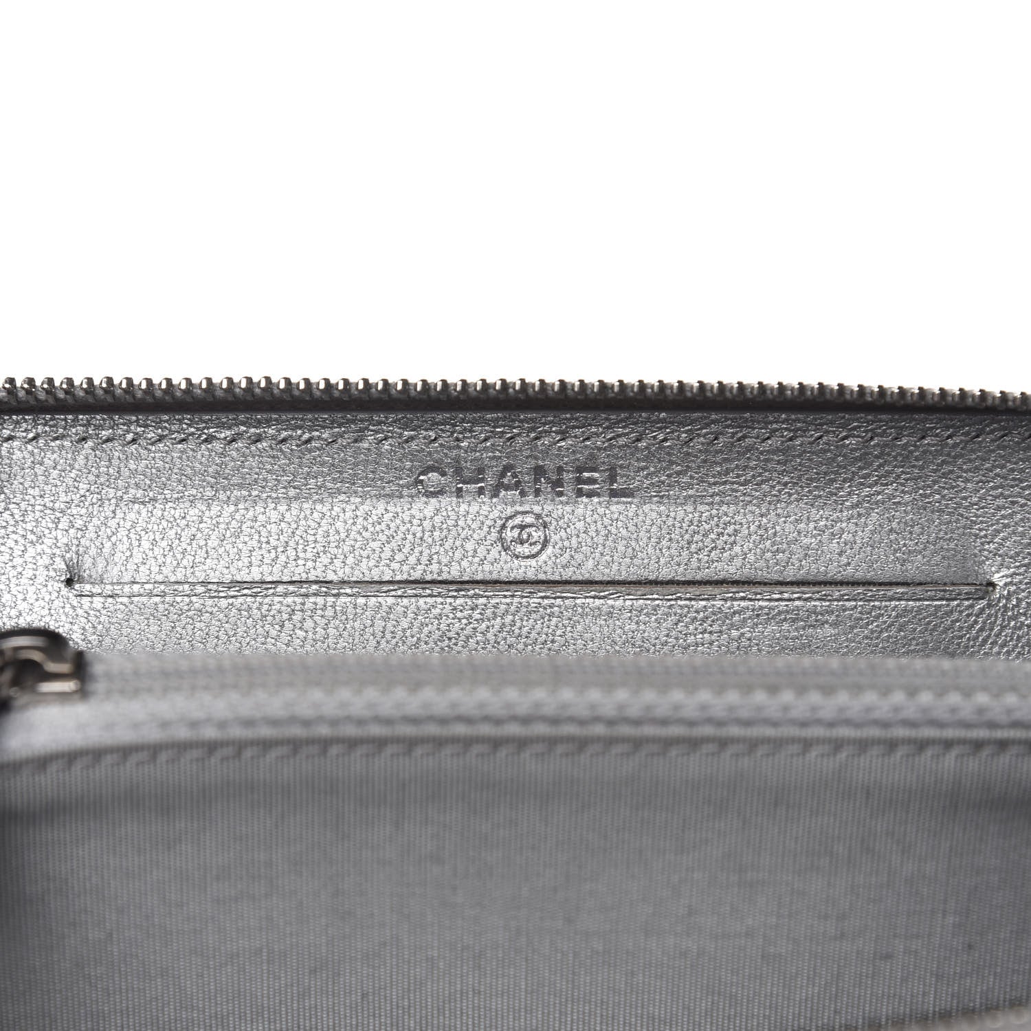 Chanel Metallic Sheepskin Chevron Quilted Medium Mademoiselle Vintage Zip Around Wallet Silver 8 of 14