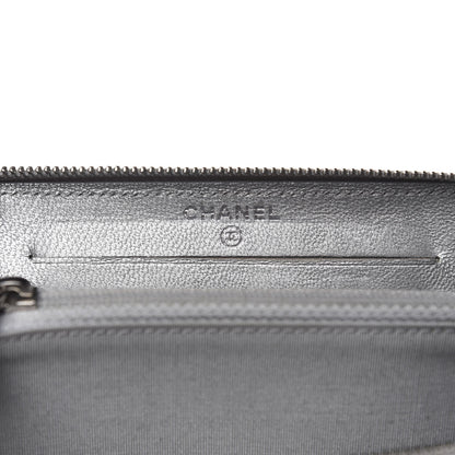 Chanel Metallic Sheepskin Chevron Quilted Medium Mademoiselle Vintage Zip Around Wallet Silver 8 of 14