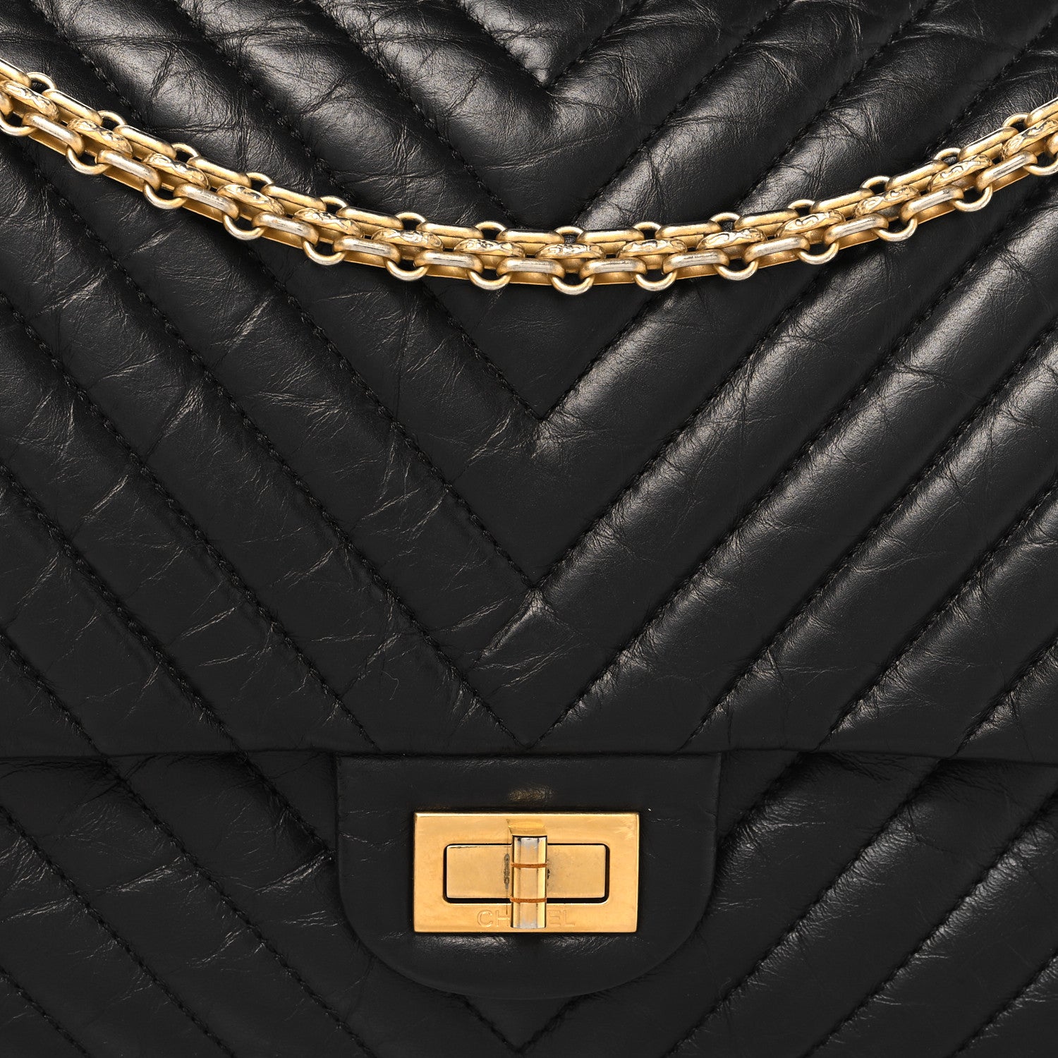 Chanel Aged Calfskin Chevron Quilted 2.55 Reissue 226 Flap Black 8 of 11