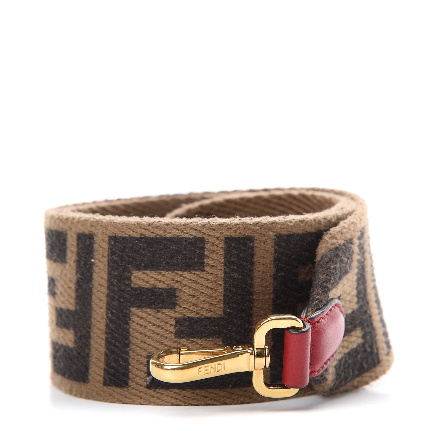 Fendi Canvas Calfskin FF 1974 Strap You Fango Marrone Red 1 of 6