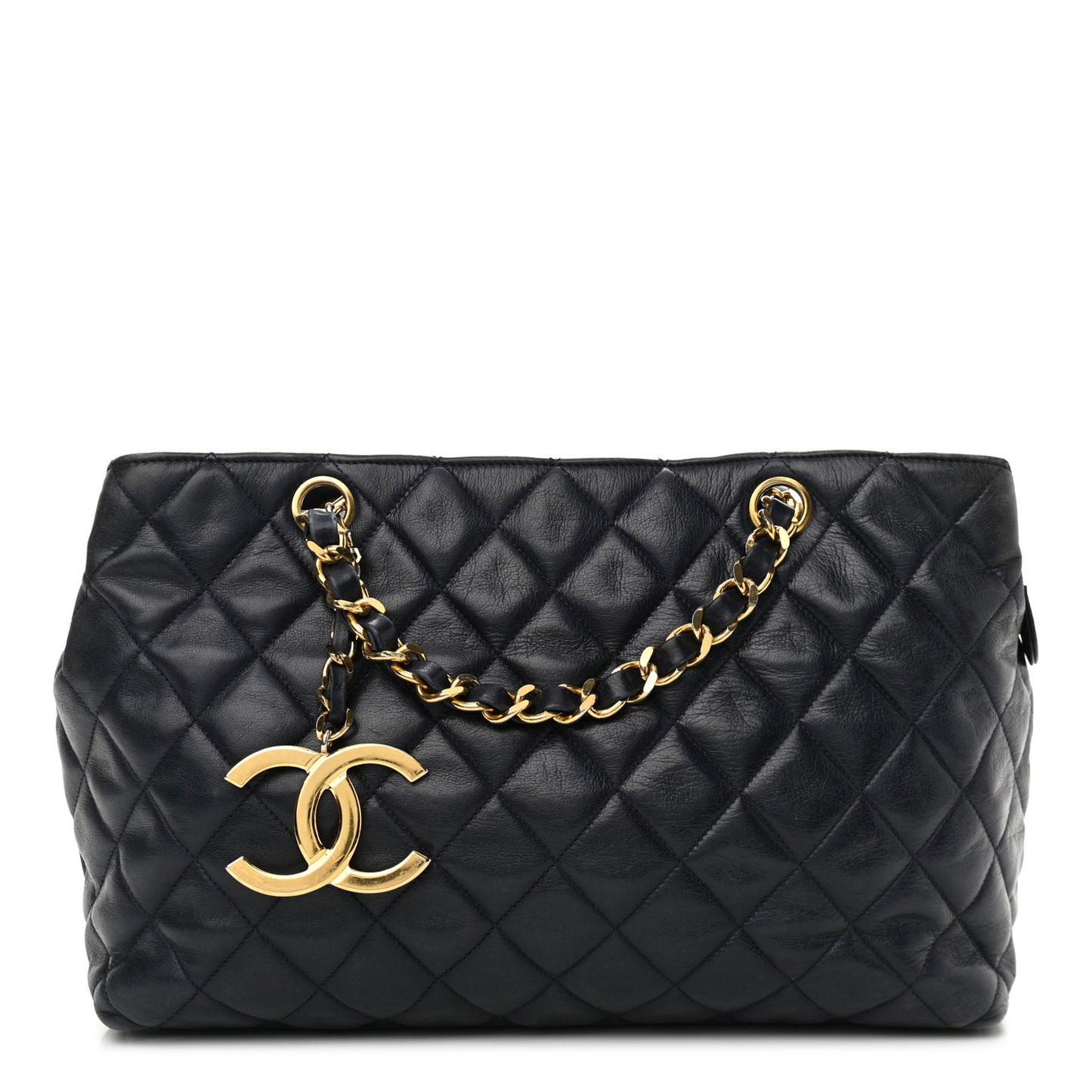 Lambskin Quilted Tote Navy