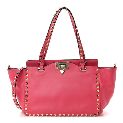 Valentino Garavani Vitello Small Rockstud Tote Deep Rose 1 of 17