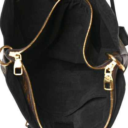 Louis Vuitton Monogram Flower Zipped Tote MM Black 5 of 8