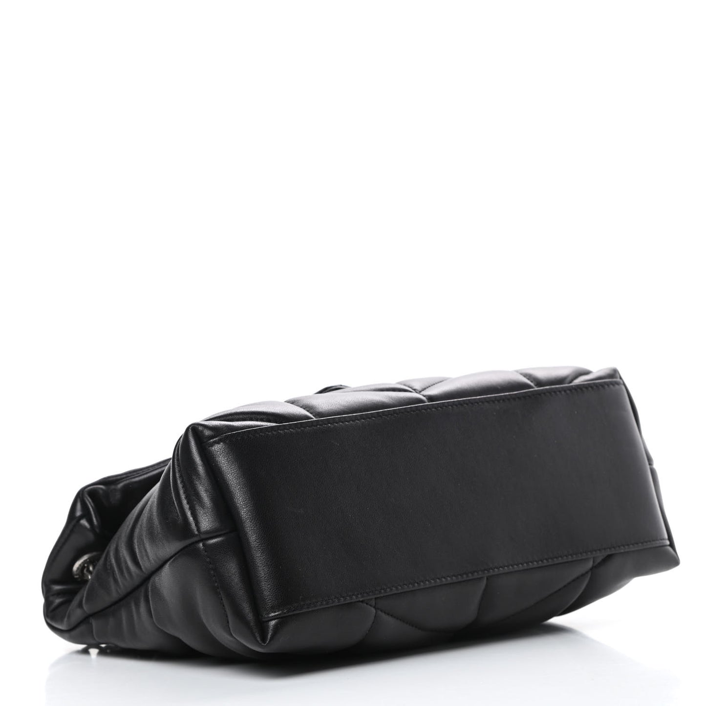 Lambskin Quilted Small Loulou Puffer Monogram Chain Satchel Black