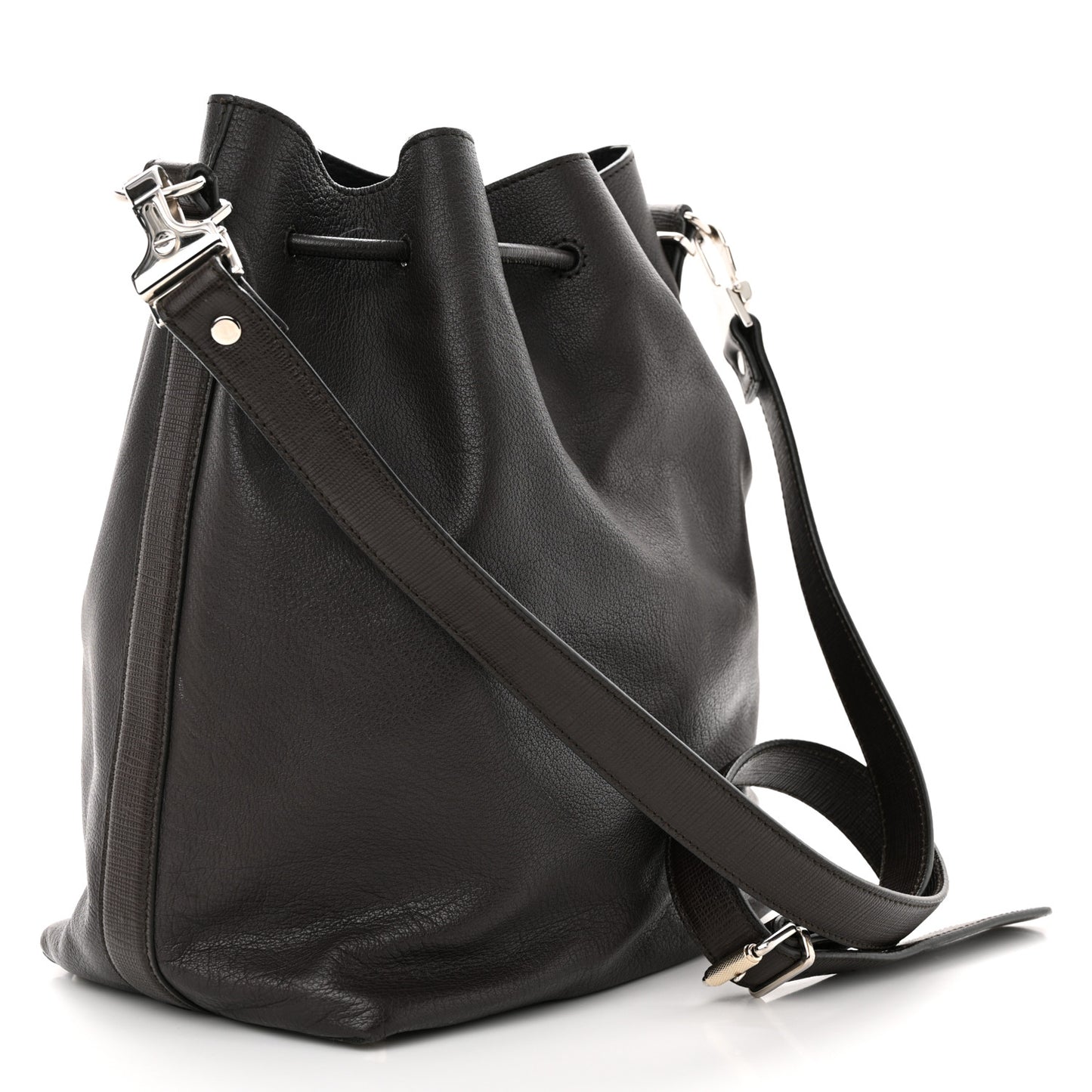 Calfskin Buffalo Large Bucket Bag Brown