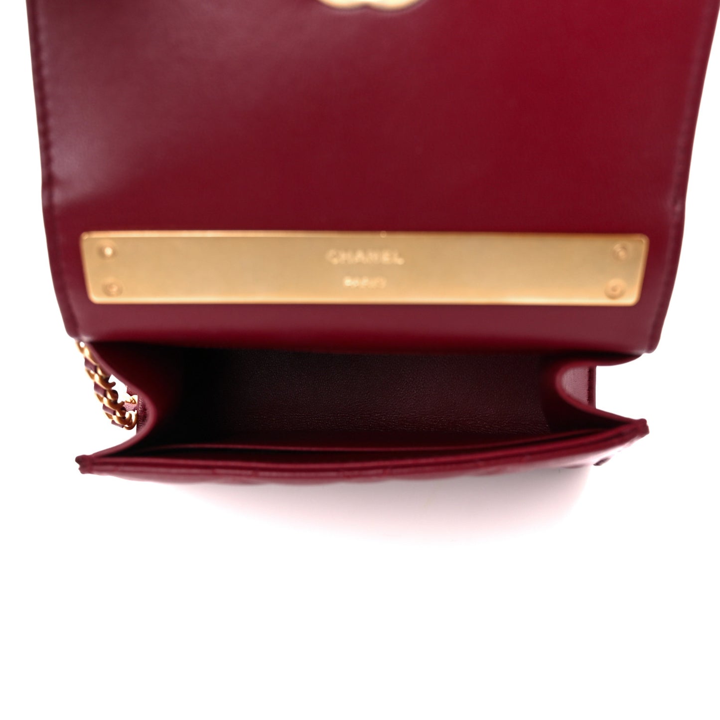 Lambskin Enamel Quilted Top Handle Flap With Chain Red