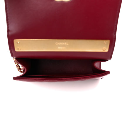 Chanel Lambskin Enamel Quilted Top Handle Flap With Chain Red 5 of 12