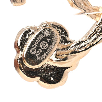 Chanel Metal Camellia CC Earrings Gold 3 of 5