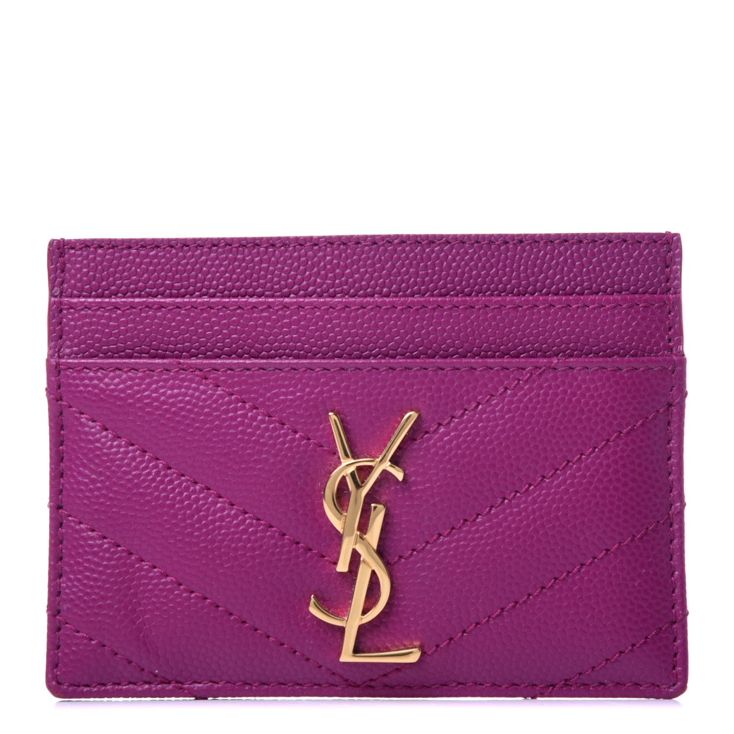 Grain De Poudre Matelasse Chevron Monogram Credit Card Case Dark Grape