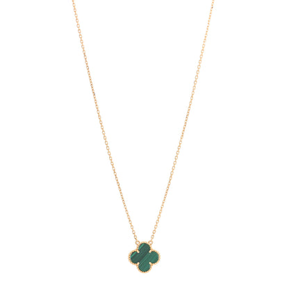 Van Cleef & Arpels 18K Yellow Gold Malachite Vintage Alhambra Pendant Necklace 1 of 8
