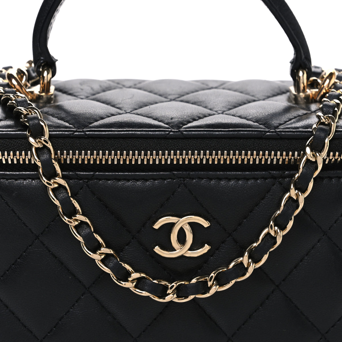 Chanel Lambskin Quilted Small Top Handle Vanity Case With Chain Black 8 of 11