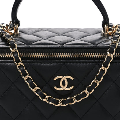 Chanel Lambskin Quilted Small Top Handle Vanity Case With Chain Black 8 of 11