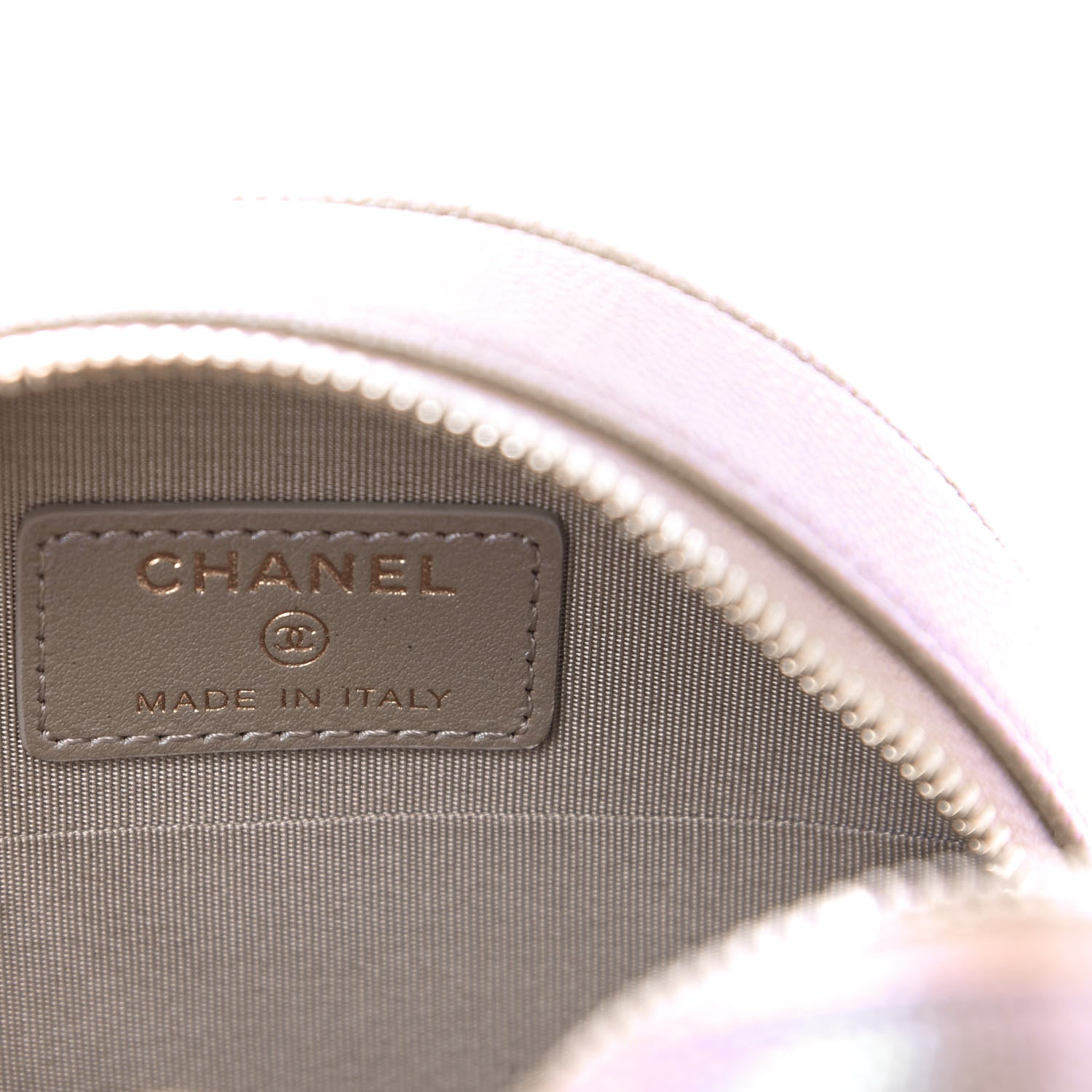 Chanel Iridescent Caviar Quilted Round Clutch With Chain Beige 8 of 11