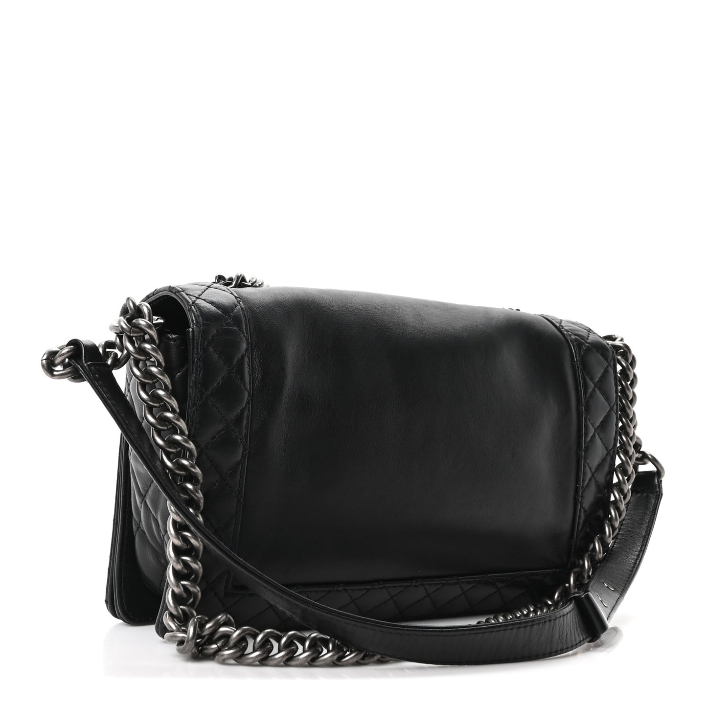 Calfskin Enchained New Medium Boy Flap Black