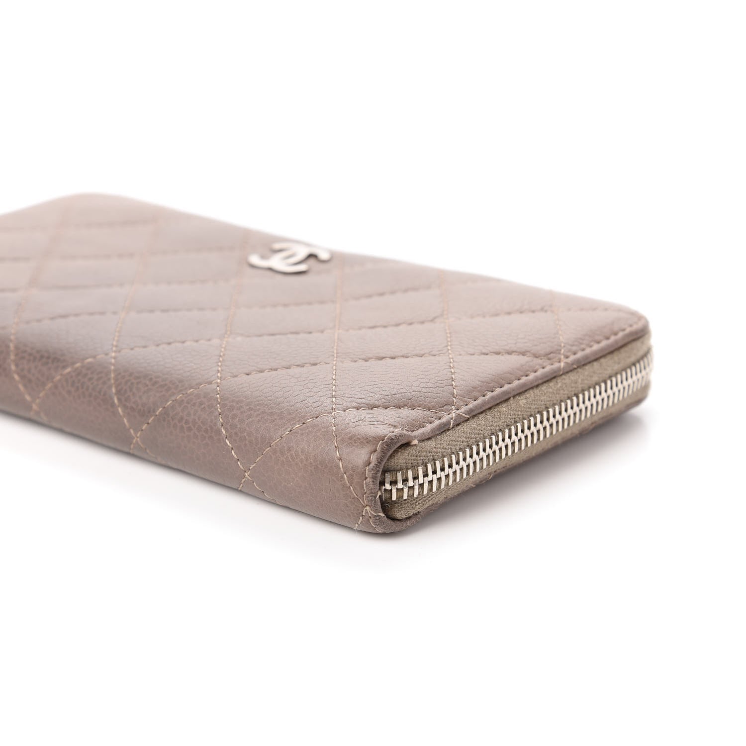 Chanel Caviar Quilted Large Gusset Zip Around Wallet Grey 7 of 12