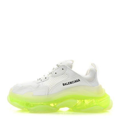 Balenciaga Fabric Mesh Clear Sole Fluo Womens Triple S Sneakers 40 White Fluo Yellow 1 of 11