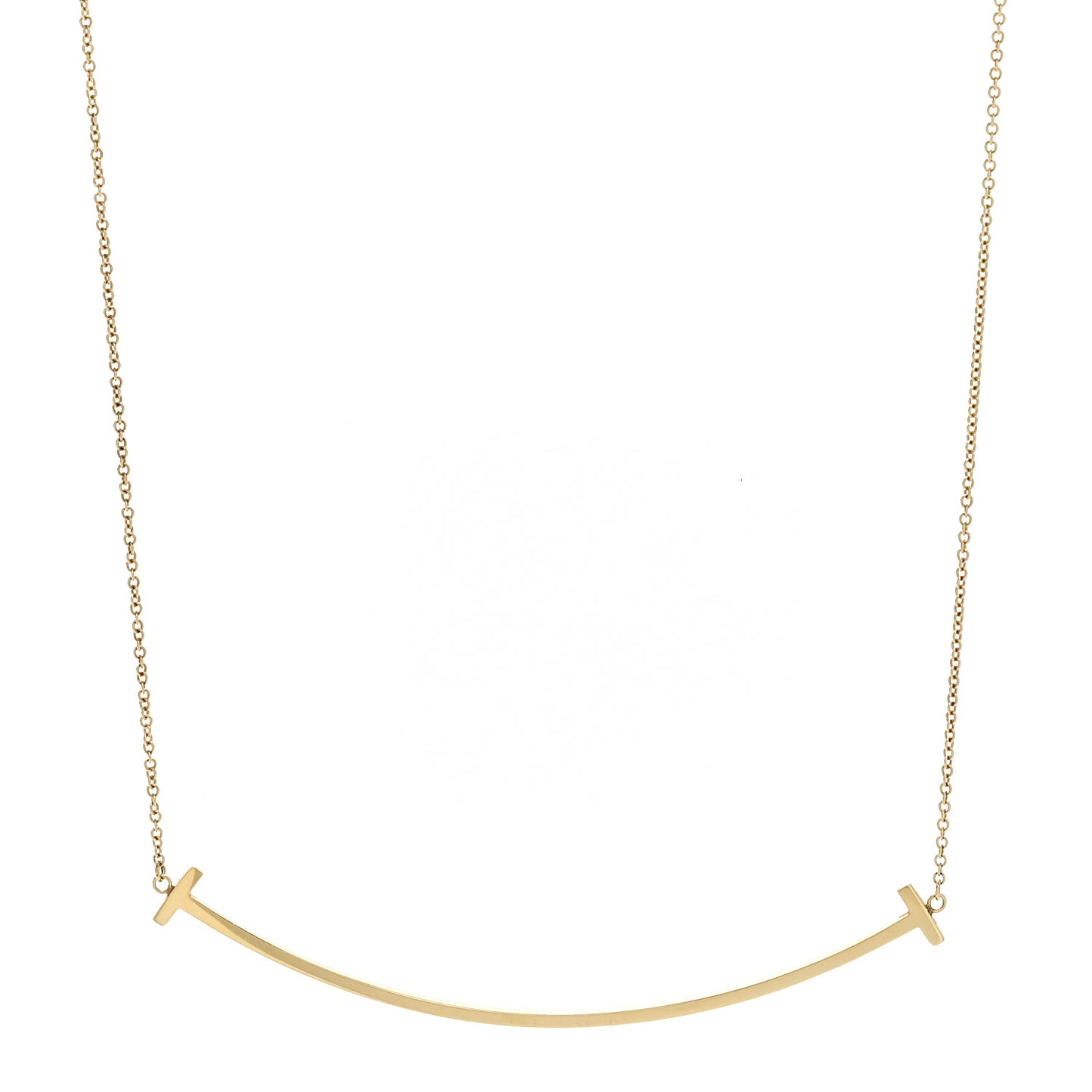 18K Yellow Gold Large T Smile Pendant Necklace
