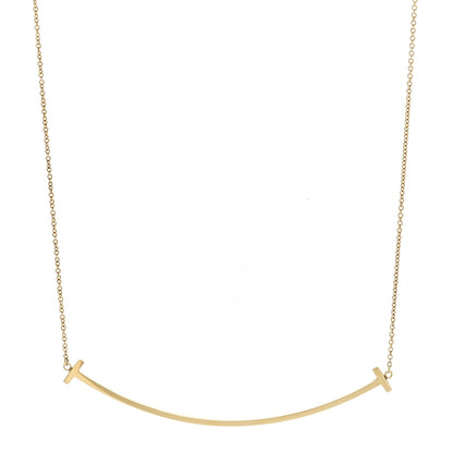 Tiffany 18K Yellow Gold Large T Smile Pendant Necklace 1 of 6