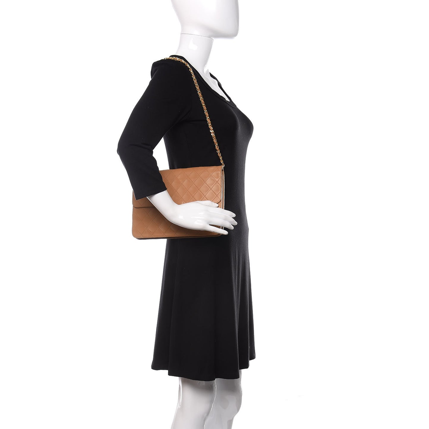 Lambskin Quilted Medium Single Flap Beige