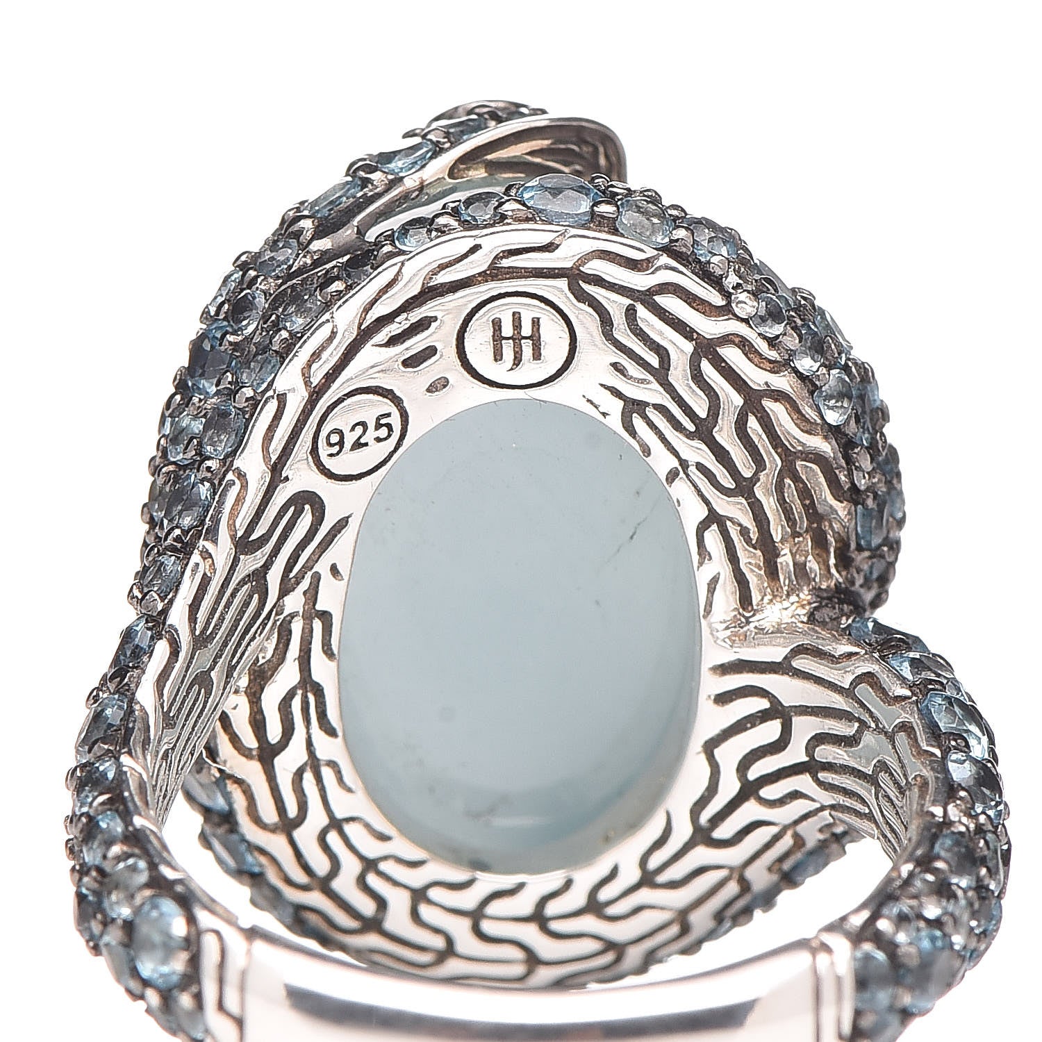 John Hardy Sterling Silver Diamond Blue Topaz Aquamarine Legends Cobra Ring 54 6.75 6 of 6