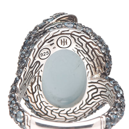 John Hardy Sterling Silver Diamond Blue Topaz Aquamarine Legends Cobra Ring 54 6.75 6 of 6
