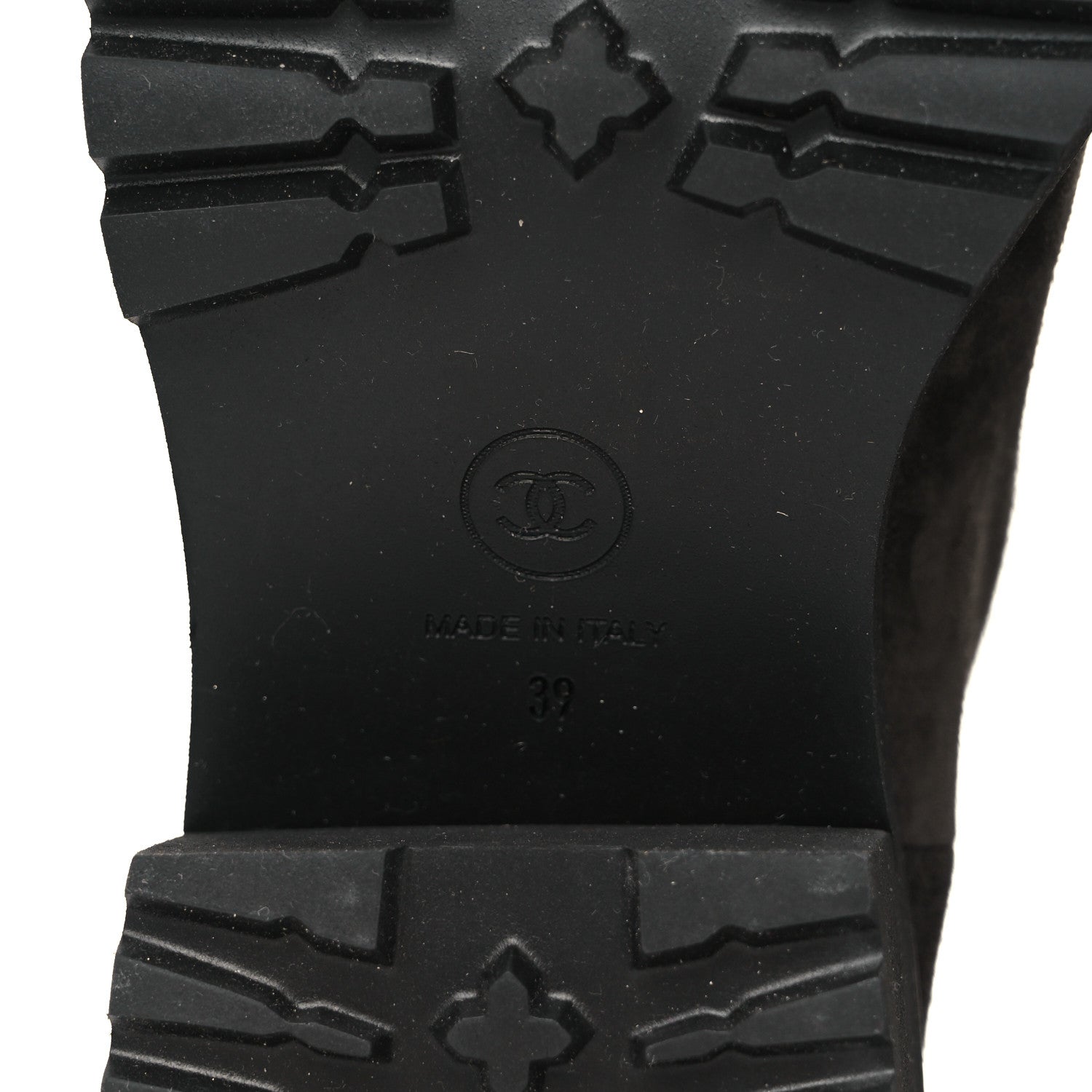 Chanel Suede Calfskin CC Cap Toe Boots 39 Black Brown 7 of 9