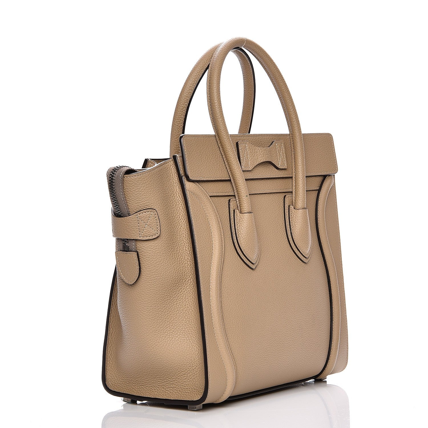 Celine Drummed Calfskin Micro Luggage Dune 3 of 9