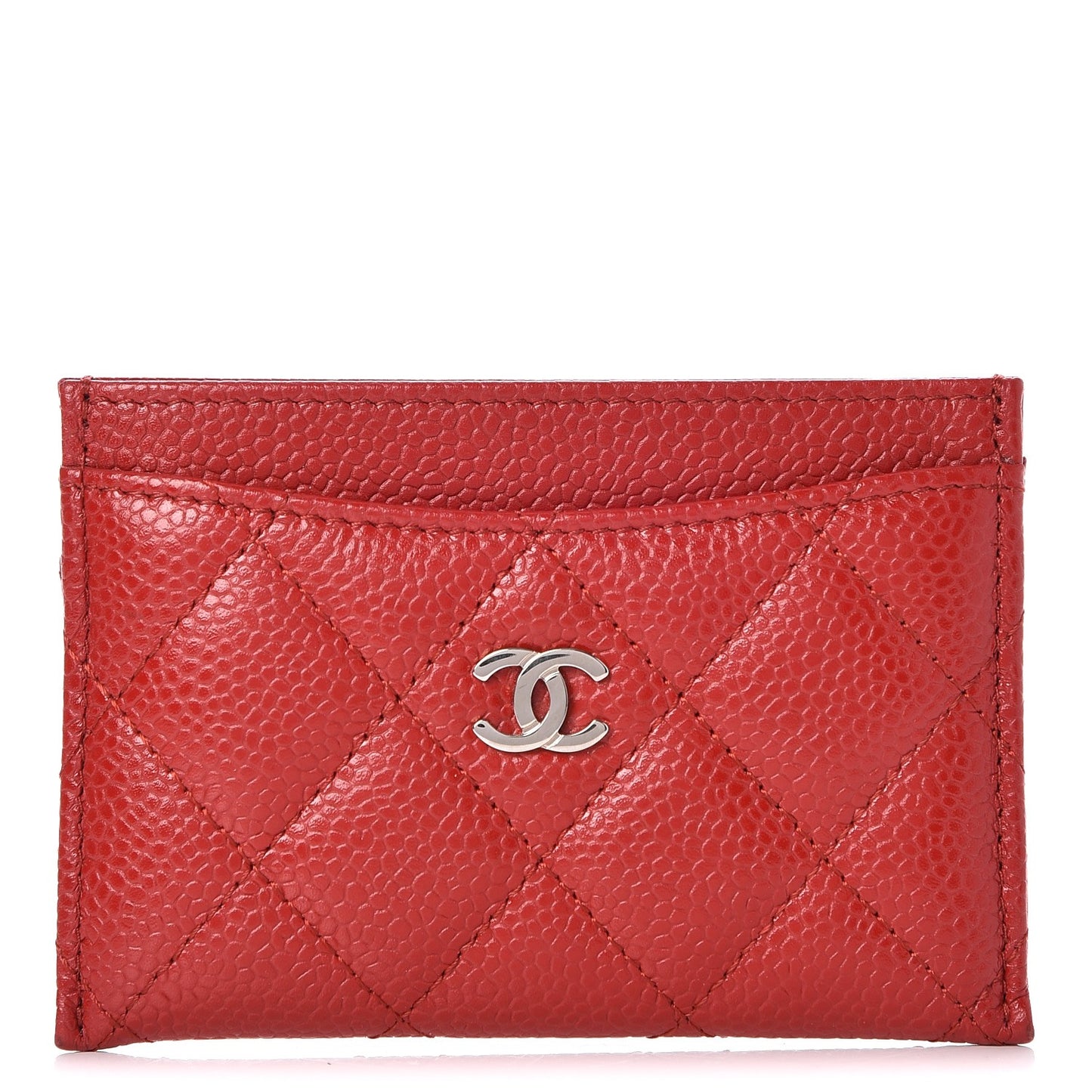 Caviar Quilted Card Holder Red