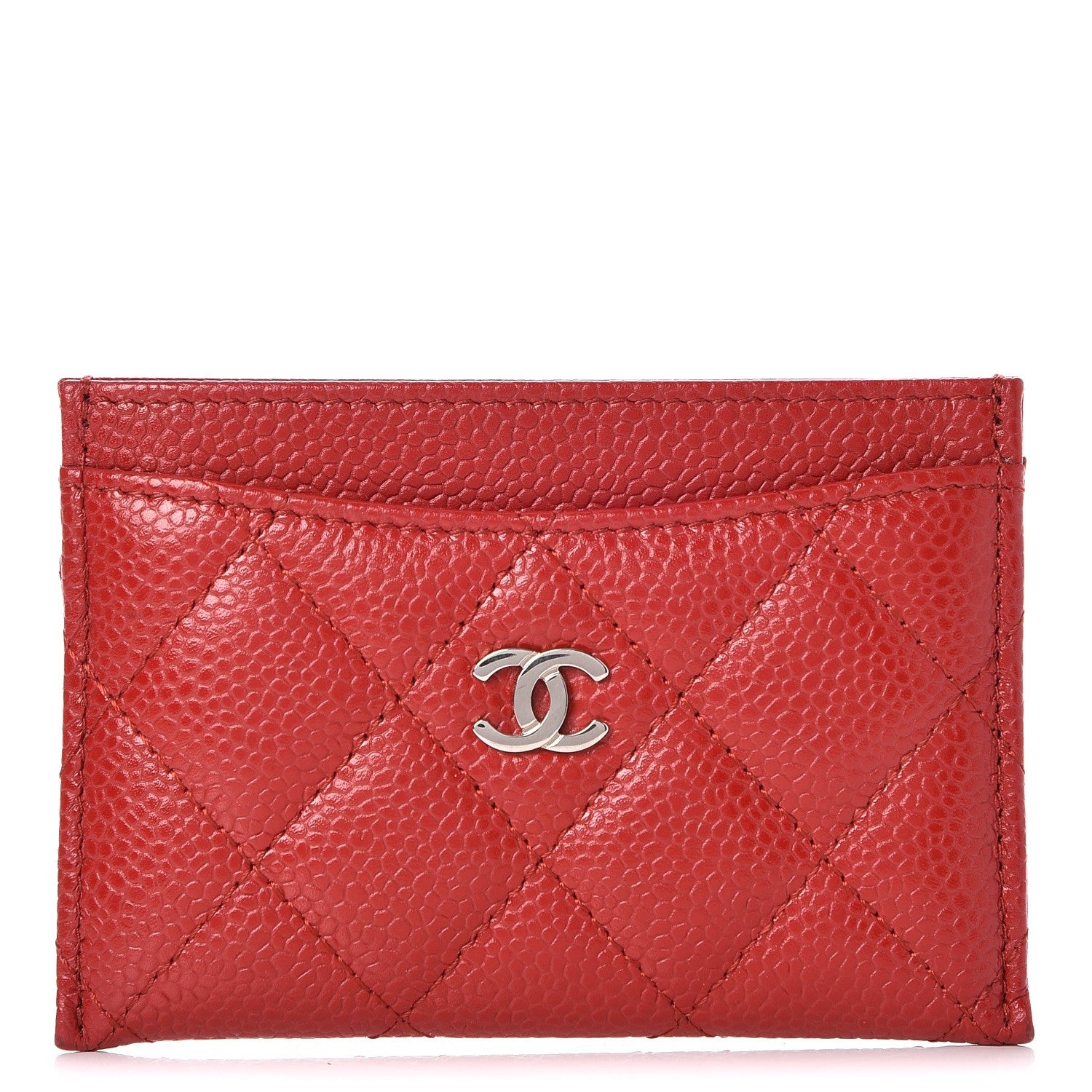 Chanel Caviar Quilted Card Holder Red 1 of 9