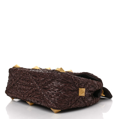 Valentino Garavani Raffia Effect Medium Roman Stud Shoulder Bag Fondant 8 of 8